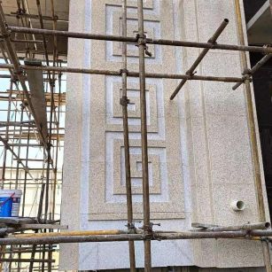 杭州 黄金麻花岗岩别墅外墙干挂回纹造型效果