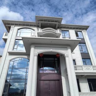 杭州白麻别墅外墙干挂石材效果示例