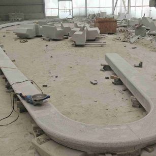 杭州 芝麻白花岗岩弧形花坛石，坐凳石