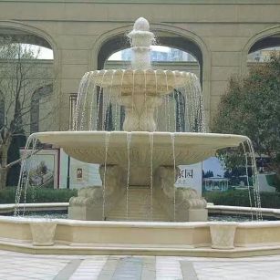 杭州 黄金麻花岗岩异型加工——户外庭院石雕流水喷泉