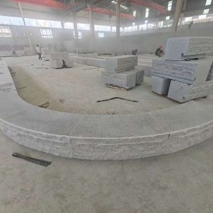 杭州 芝麻白异形坐凳，自然面光面弧形加工