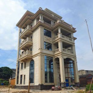 杭州 黄金麻花岗岩石材别墅外墙干挂搭配（雕花栏杆花瓶柱门楼罗马柱）