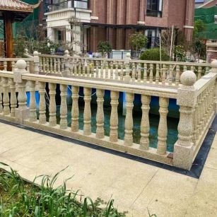 杭州黄金麻花岗岩石材栏杆，扶手，将军柱，花瓶柱