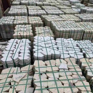 杭州 黄金麻白麻花岗岩荔枝面地铺石(冰裂纹)