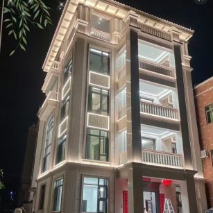 杭州 芝麻白花岗岩别墅外墙夜间效果