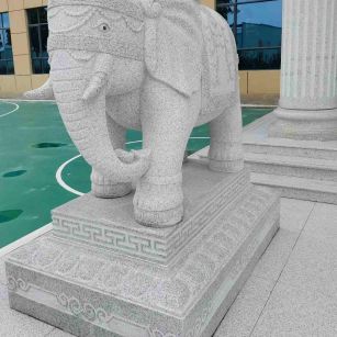 杭州 白麻花岗岩动物异形石雕-大象