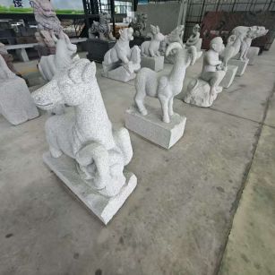 杭州 芝麻白花岗岩造型立体雕刻——十二生肖
