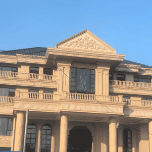 杭州黄金麻别墅外墙干挂石材效果示例