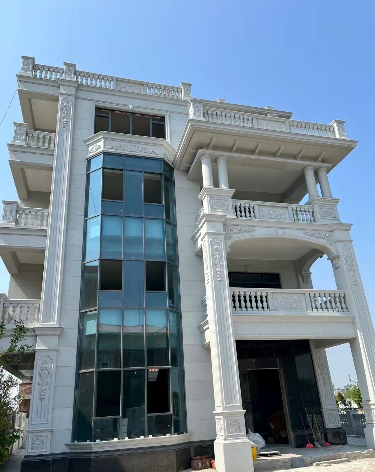 杭州 白麻花岗岩别墅外墙干挂效果展示