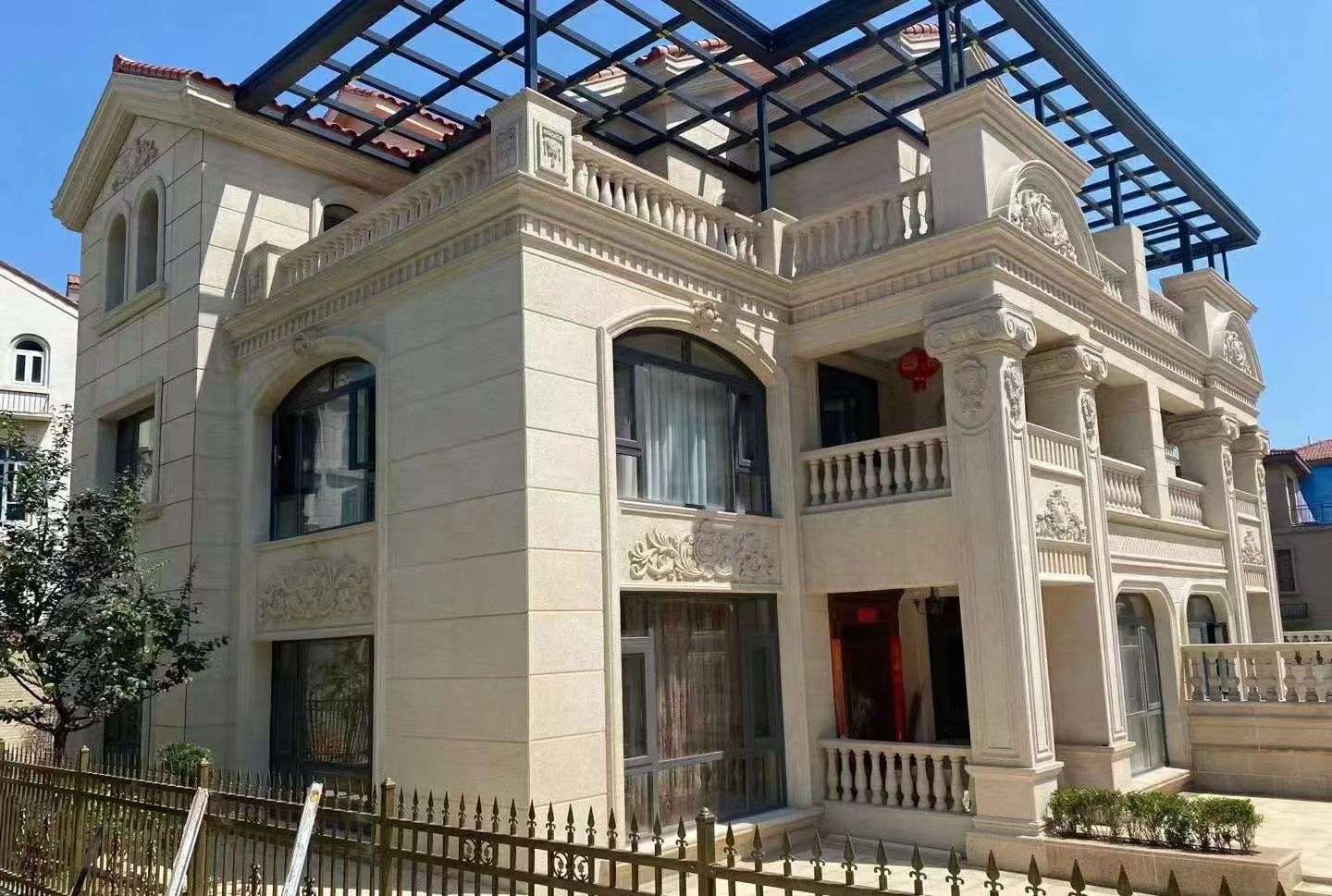 杭州 黄金麻花岗岩荔枝面别墅外墙干挂