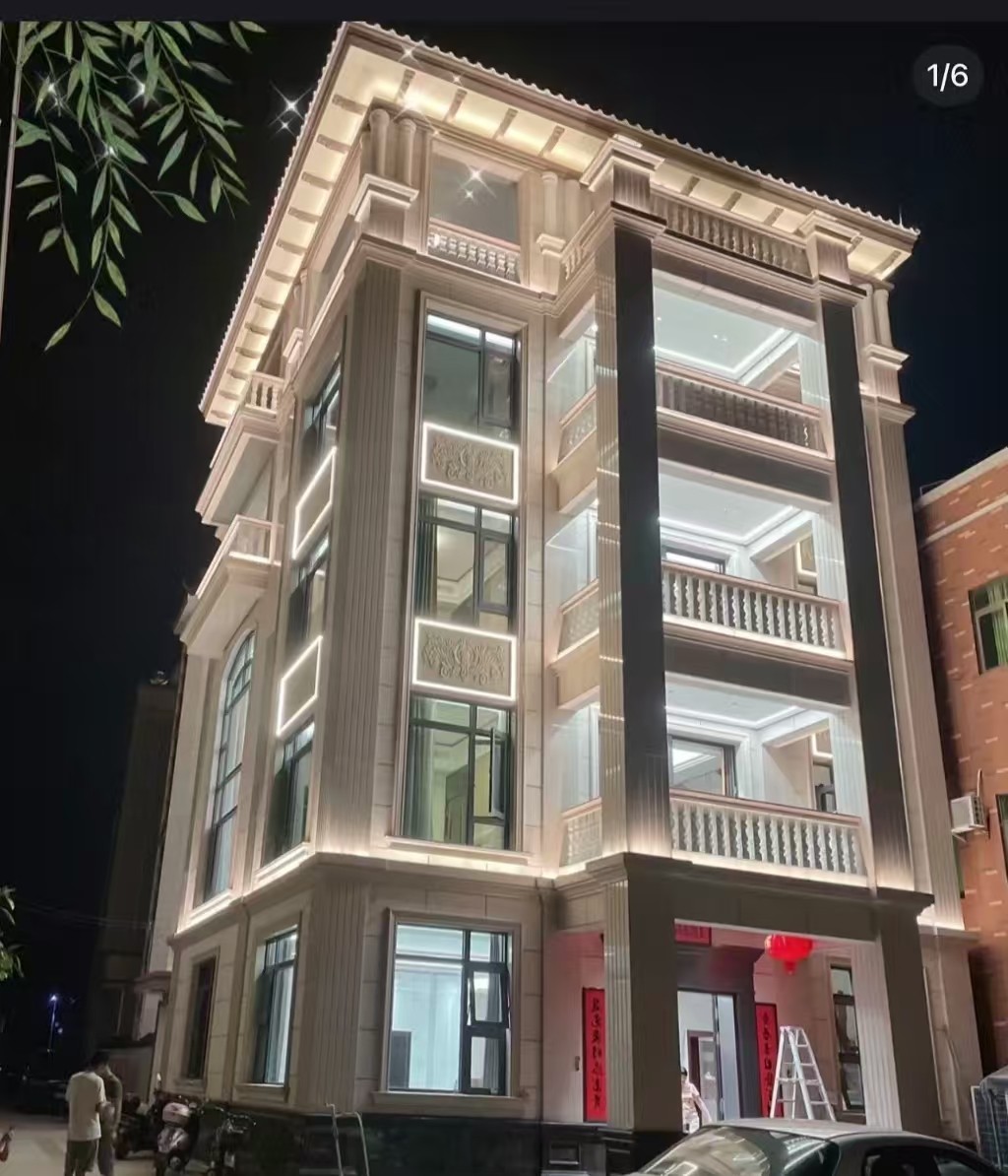 杭州 芝麻白花岗岩别墅外墙夜间效果