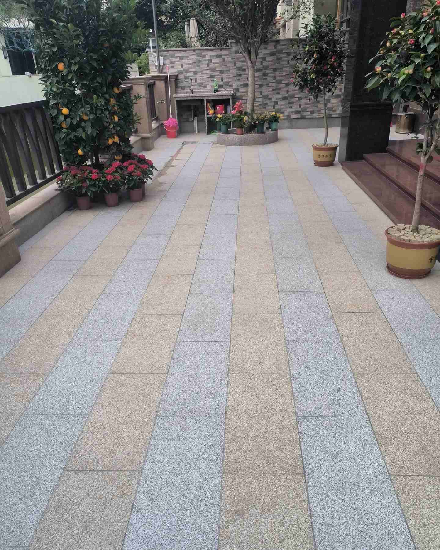 杭州 黄金麻白麻荔枝面庭院铺装展示