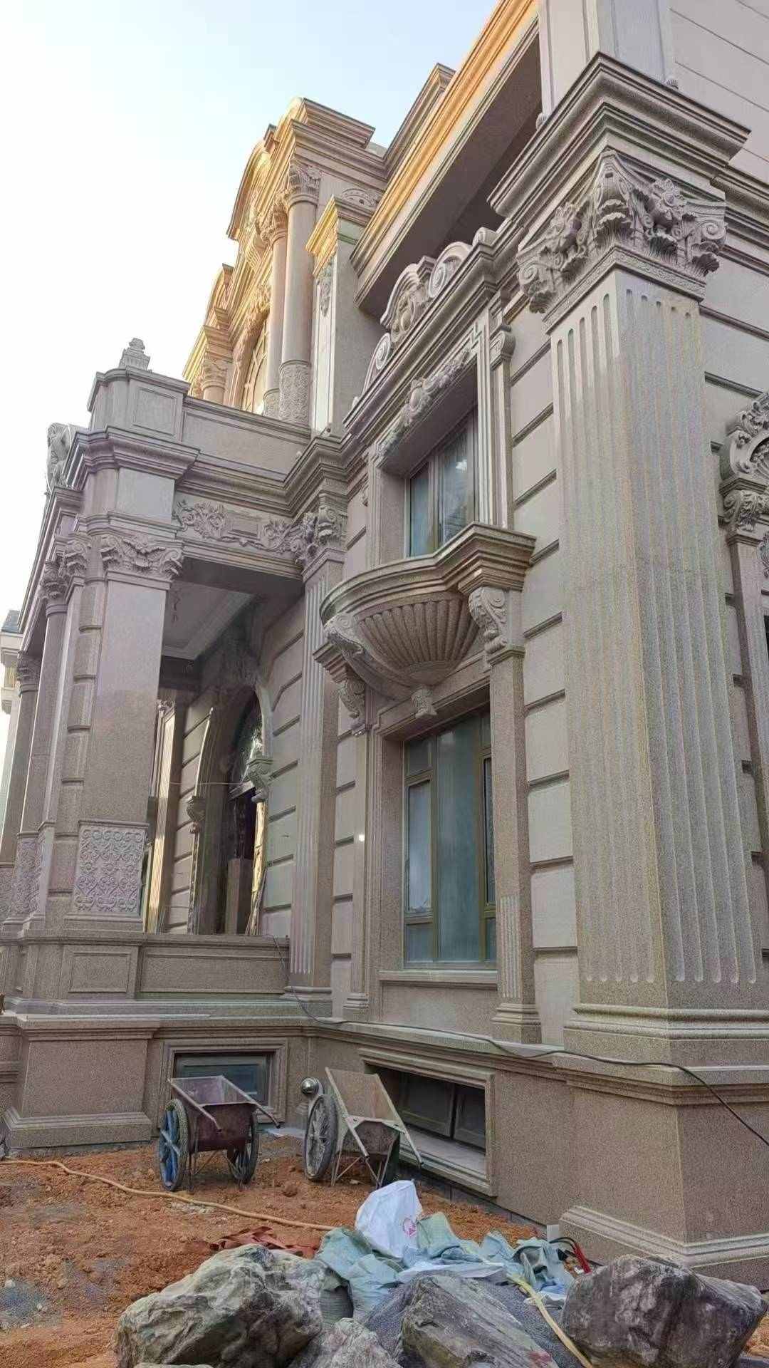 杭州 黄金麻花岗岩光面别墅外墙干挂施工完成