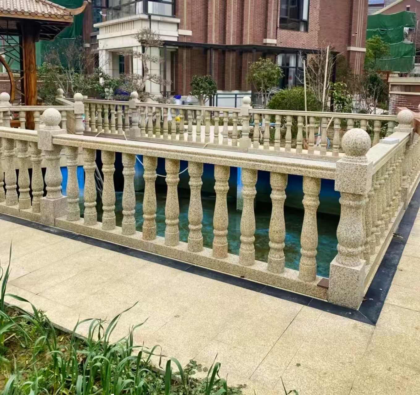 杭州黄金麻花岗岩石材栏杆，扶手，将军柱，花瓶柱